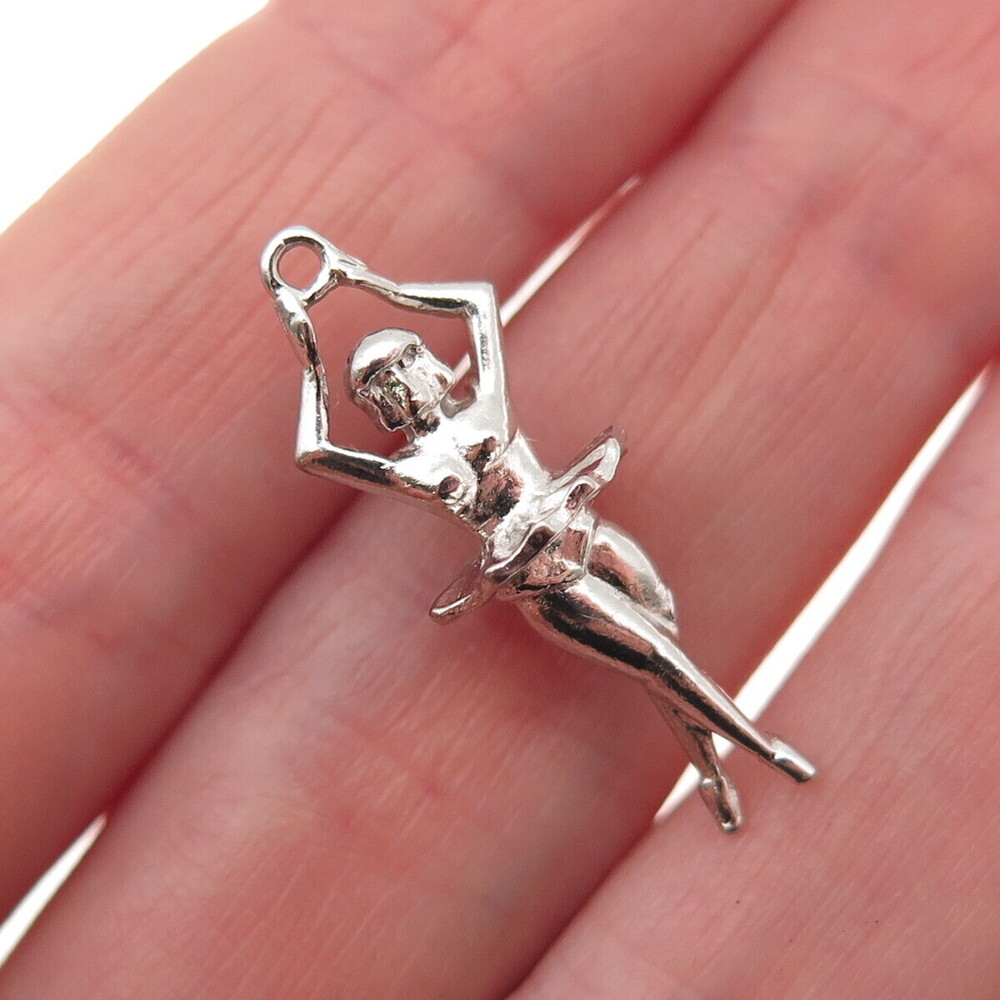 925 Sterling Silver Vintage Ballerina 3D Charm Pendant
